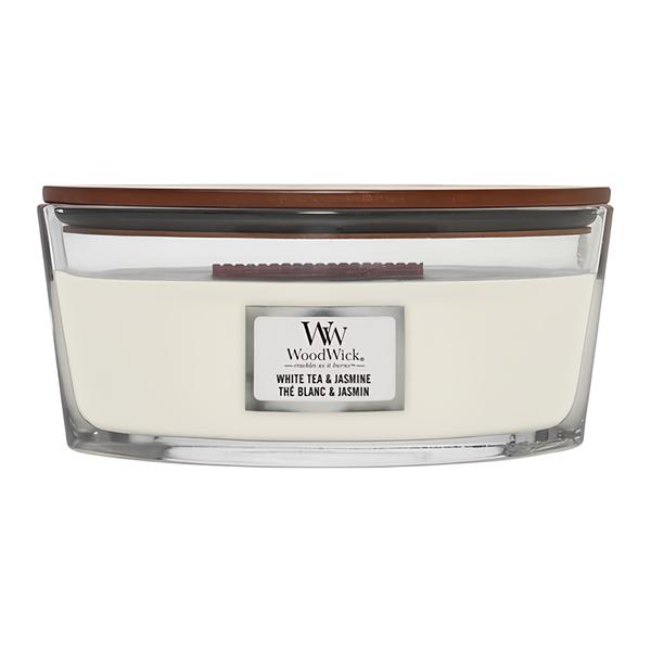 Wood Wick White Tea & Jasmine Vonná svíčka loď se dřevěným knotem