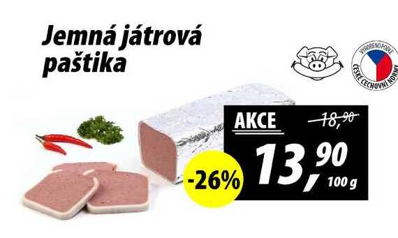 Jemná játrová paštika, 100 g