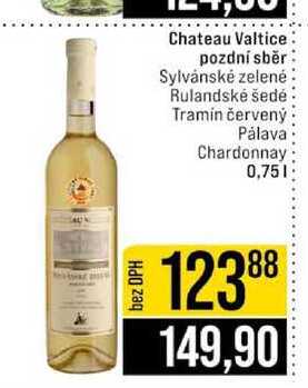Chateau Valtice pozdní sběr Sylvánské zelené Rulandské šedé Tramin červený Pálava Chardonnay 0,75l