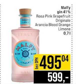 Malfy gin 41% Rosa Pink Grapefruit Originale Arancia Blood Orange Limone 0,7l