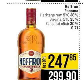 Heffron Panama Heritage rum 5YO 38% Original 5YO 35% Coconut elixir 30 % 0,7l