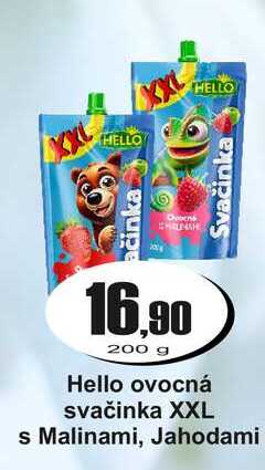 Hello ovocná svačinka XXL s Malinami, Jahodami 200 g