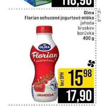 Olma Florian ochucené jogurtové mléko jahoda broskev borůvka 400 g