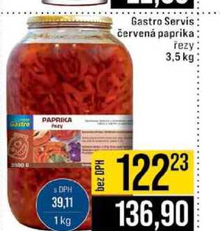 Gastro Servis červená paprika řezy 3,5 kg