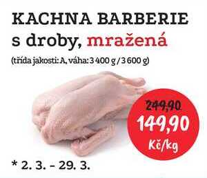 KACHNA BARBERIE s droby, mražená (třída jakosti: A, váha: 3400 g/3600 g) 1kg