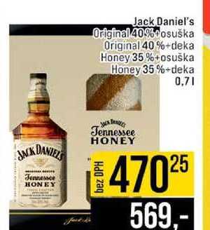 Jack Daniel's Original 40% osuška Original 40%+deka Honey 35 %+osuška Honey 35%+deka 0.7l