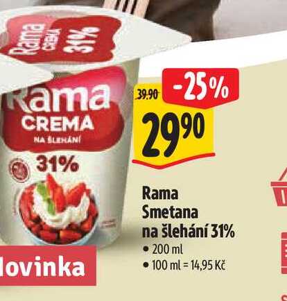 Rama Smetana na šlehání 31% 200 ml
