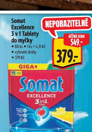 Somat Excellence 3 v 1 Tablety do myčky 88 ks