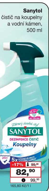 Sanytol čistič na koupelny a vodní kámen, 500 ml
