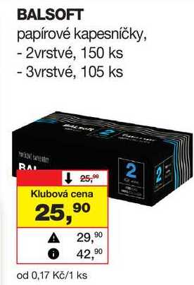 BALSOFT papírové kapesníčky, - 2vrstvé, 150 ks