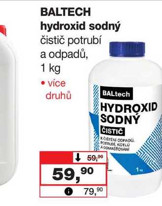 BALTECH hydroxid sodný čistič potrubí a odpadů, 1 kg