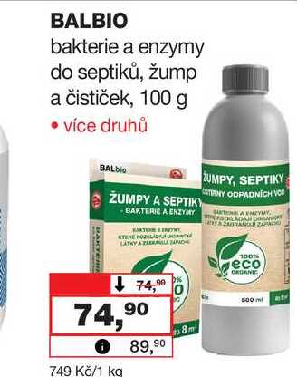 BALBIO bakterie a enzymy do septiků, žump a čističek, 100 g 