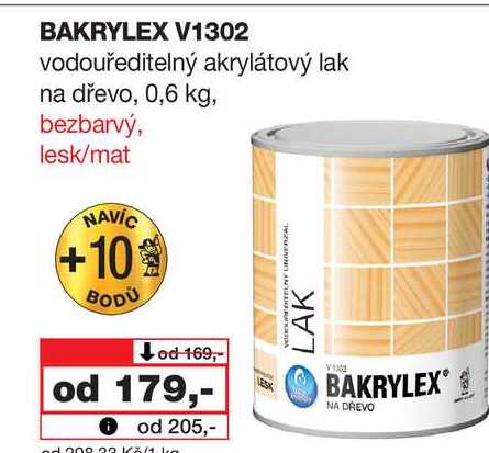BAKRYLEX V1302 vodouředitelný akrylátový lak na dřevo, 0,6 kg