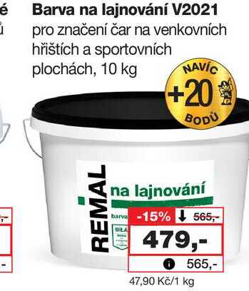 é Barva na lajnování V2021 pro značení čar na venkovních hřištích a sportovních plochách, 10 kg