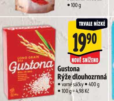  Gustona Rýže dlouhozrnná  varné sáčky 400 g  