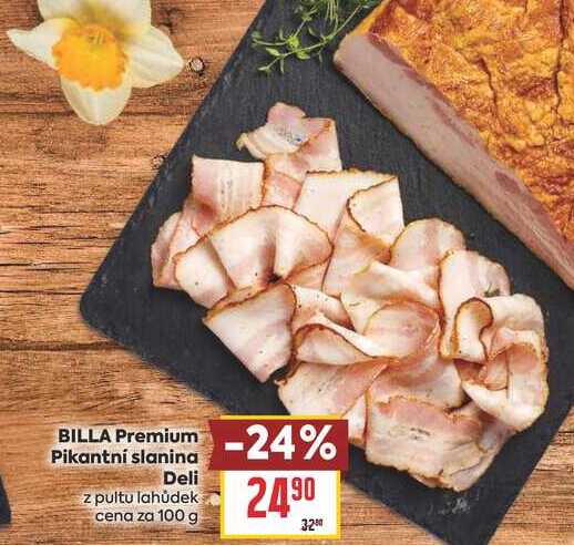 BILLA Premium Pikantní slanina Deli z pultu lahůdek cena za 100 g