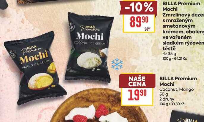 BILLA Premium Mochi Coconut, Mango 50 g