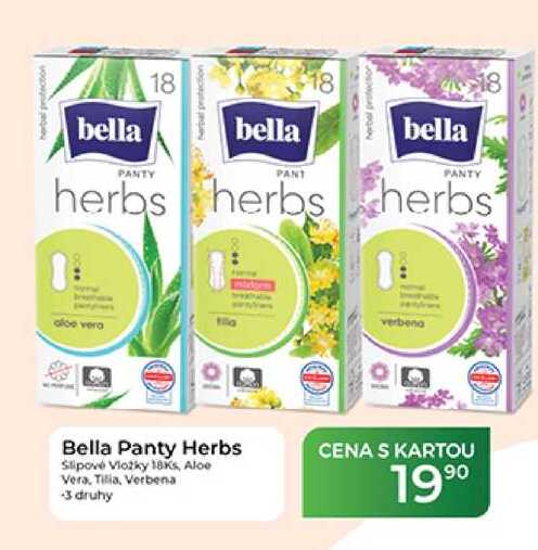 Bella Panty Herbs Slipové vložky 18Ks, Aloe Vera, Tilia, Verbena