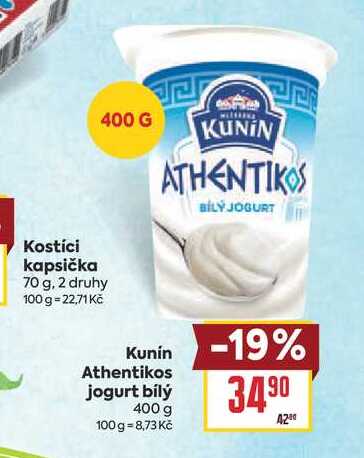 Kunín Athentikos jogurt bílý 400 g