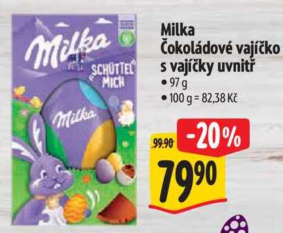 Milka Čokoládové vajíčko s vajíčky uvnitř, 97 g