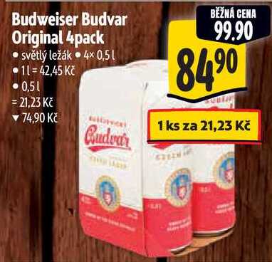 Budweiser Budvar Original 4pack, 4x 0,5 l