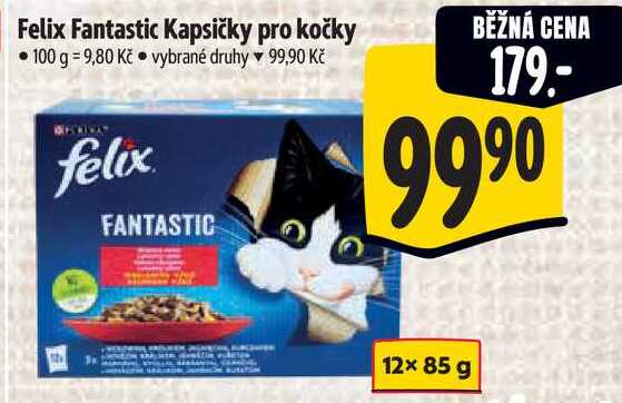 Felix Fantastic Kapsičky pro kočky, 12x 85 g