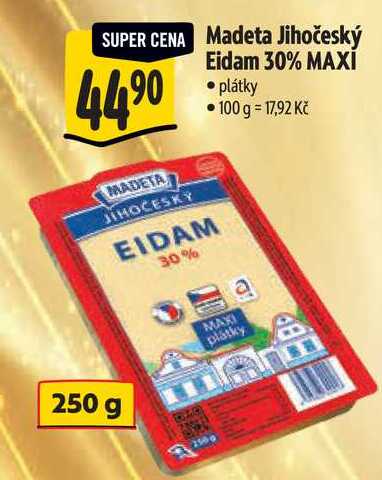 Madeta Jihočeský Eidam 30% MAXI, 250 g