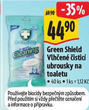 Green Shield Vlhčené čisticí ubrousky na toaletu, 40 ks