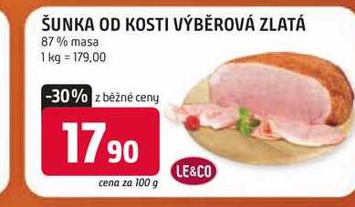 ŠUNKA OD KOSTI VÝBĚROVÁ ZLATÁ 87% masa 100g
