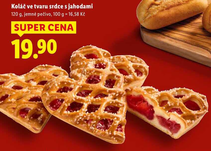 Koláč ve tvaru srdce s jahodami, 120 g