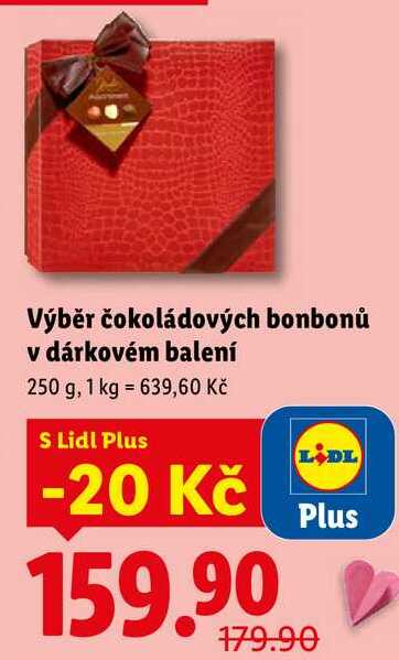 Výběr čokoládových bonbonů v dárkovém balení, 250 g