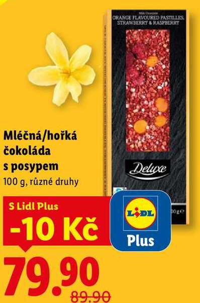 Mléčná/hořká čokoláda s posypem, 100 g