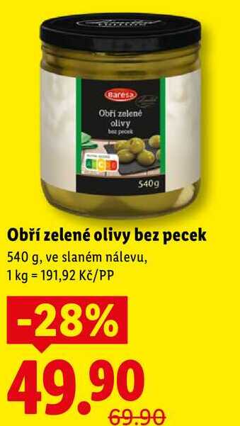 Obří zelené olivy bez pecek, 540 g