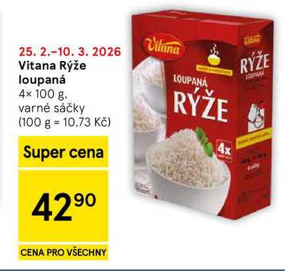 Vitana Rýže loupaná, 4× 100 g