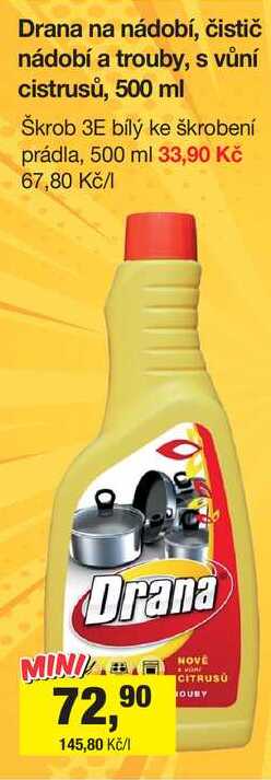 Drana na nádobí, čistič nádobí a trouby, s vůní cistrusů, 500 ml