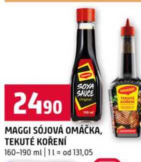 MAGGI SÓJOVÁ OMÁČKA, TEKUTÉ KOŘENÍ 160-190 ml