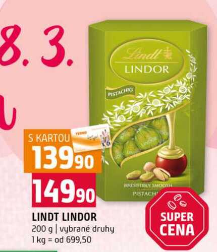 LINDT LINDOR 200 g vybrané druhy