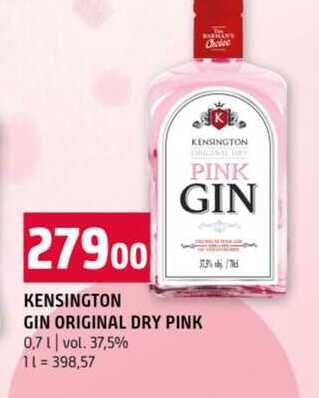 KENSINGTON GIN ORIGINAL DRY PINK 0,7l vol. 37,5%