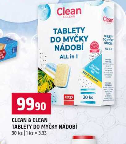 CLEAN & CLEAN TABLETY DO MYČKY NÁDOBÍ 30 ks