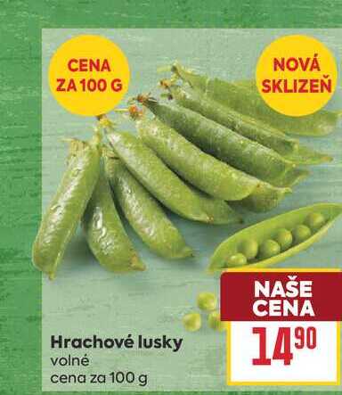 Hrachové lusky volné cena za 100 g 