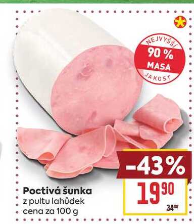 Poctivá šunka z pultu lahůdek cena za 100 g 