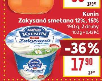 Kunín Zakysaná smetana 12%, 15% 190g