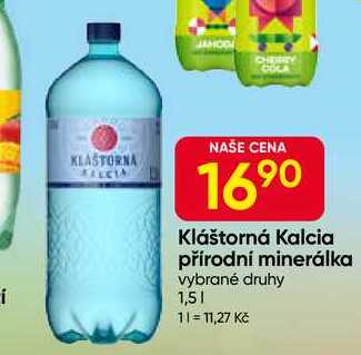Kláštorná Kalcia přírodní minerálka vybrané druhy 1,5l