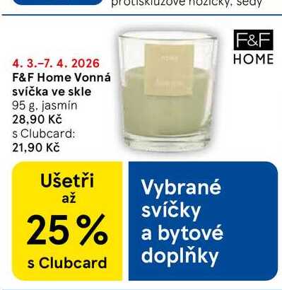 F&F Home Vonná svíčka ve skle, 95 g