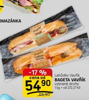 BAGETA VAVŘÍK vybrané druhy 