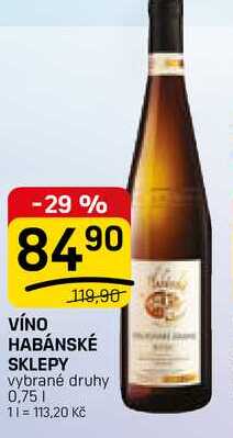 VÍNO HABÁNSKÉ SKLEPY vybrané druhy 0,75l