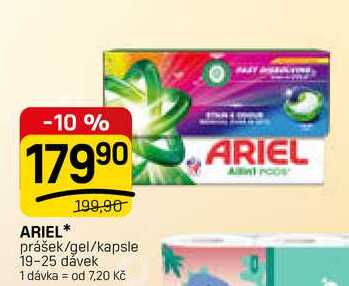 ARIEL prášek/gel/kapsle 19-25 dávek