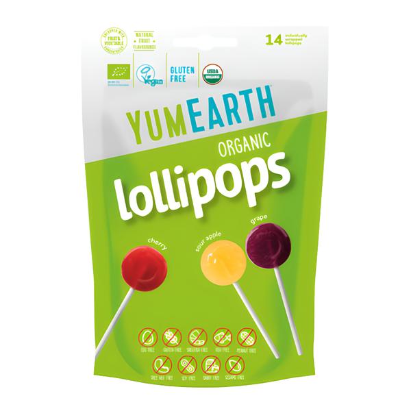 YumEarth BIO Kyselá lízátka s příchutí jablka, třešně a hroznů, 14 ks