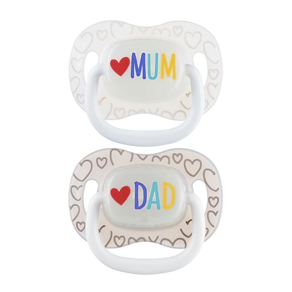 Canpol babies Dudlík svítící silikonový symetrický MUM & DAD (0-6 m)