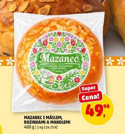 MAZANEC S MÁSLEM, ROZINKAMI A MANDLEMI, 400 g 